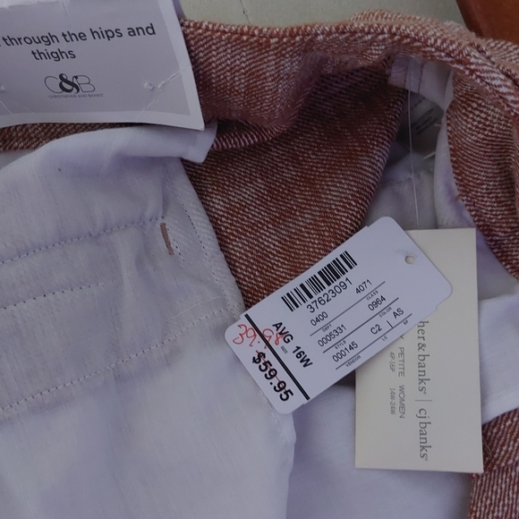 NWT Christopher Banks 16 Trousers Spiced Coral Yarn Dye Classic Pants New - Picture 9 of 9